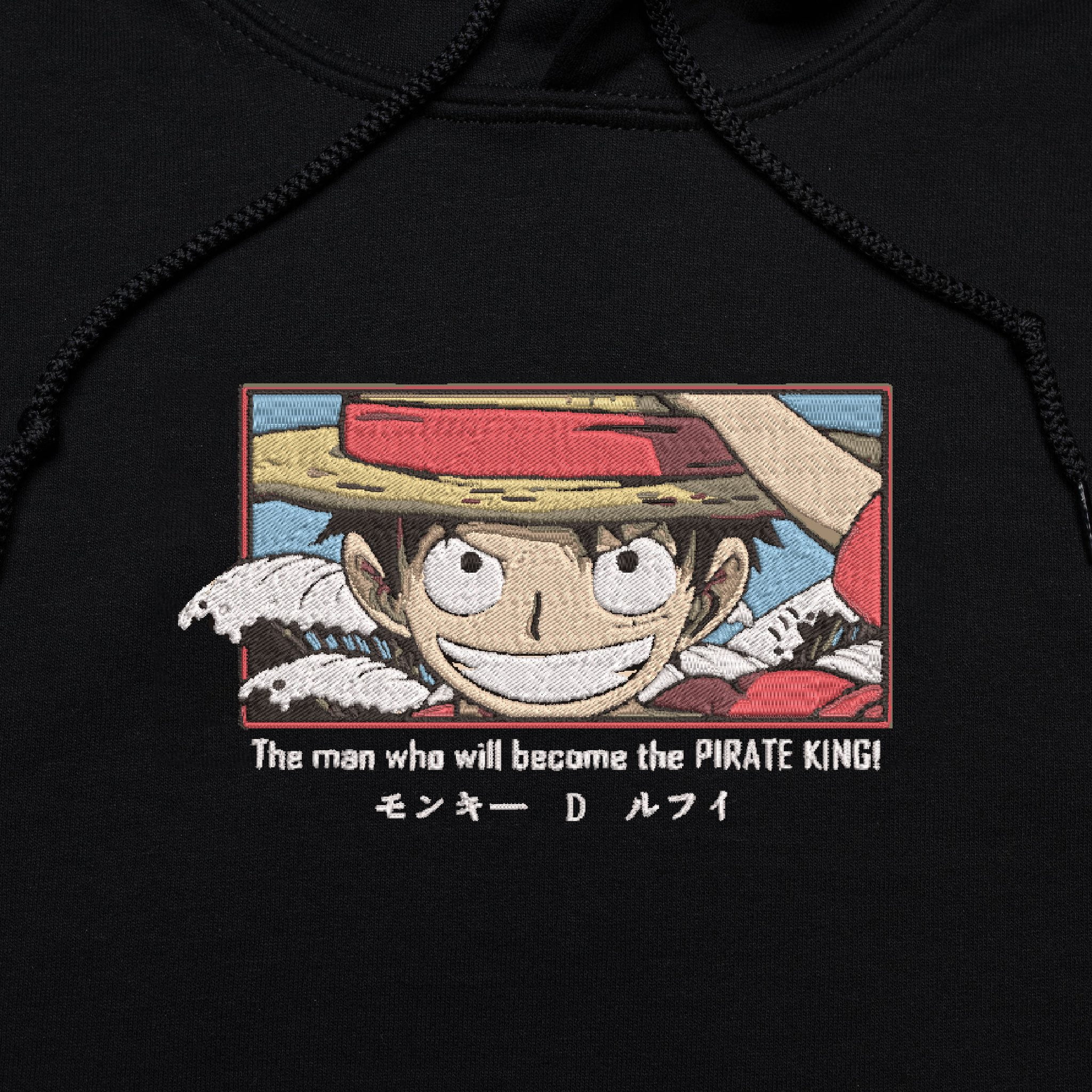 Black Embroidered Luffy Hoodie