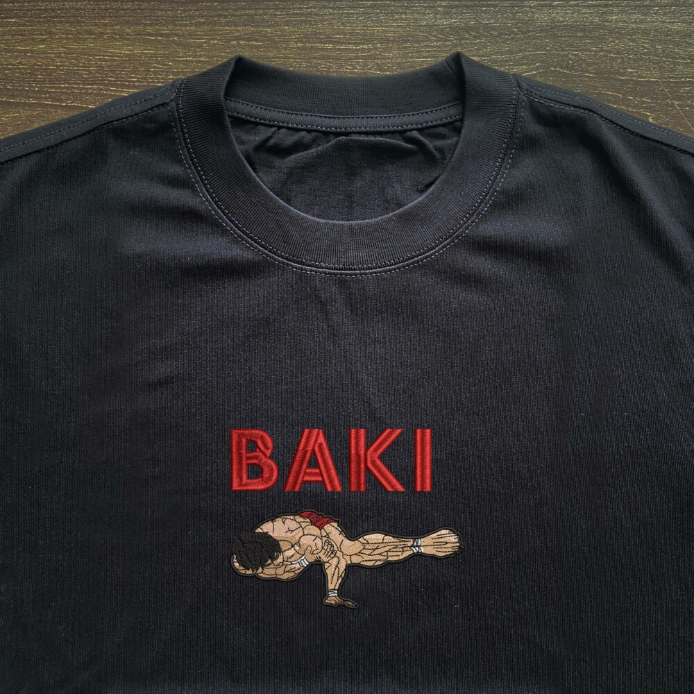 Baki Art Embroidere Black T shirt (3) Thumbnails T shirt Gallery