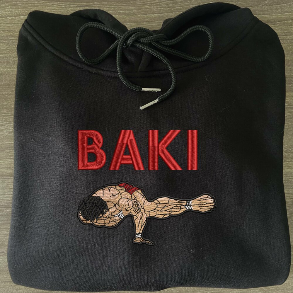 Baki Art Embroidere Hoodie Black (2)