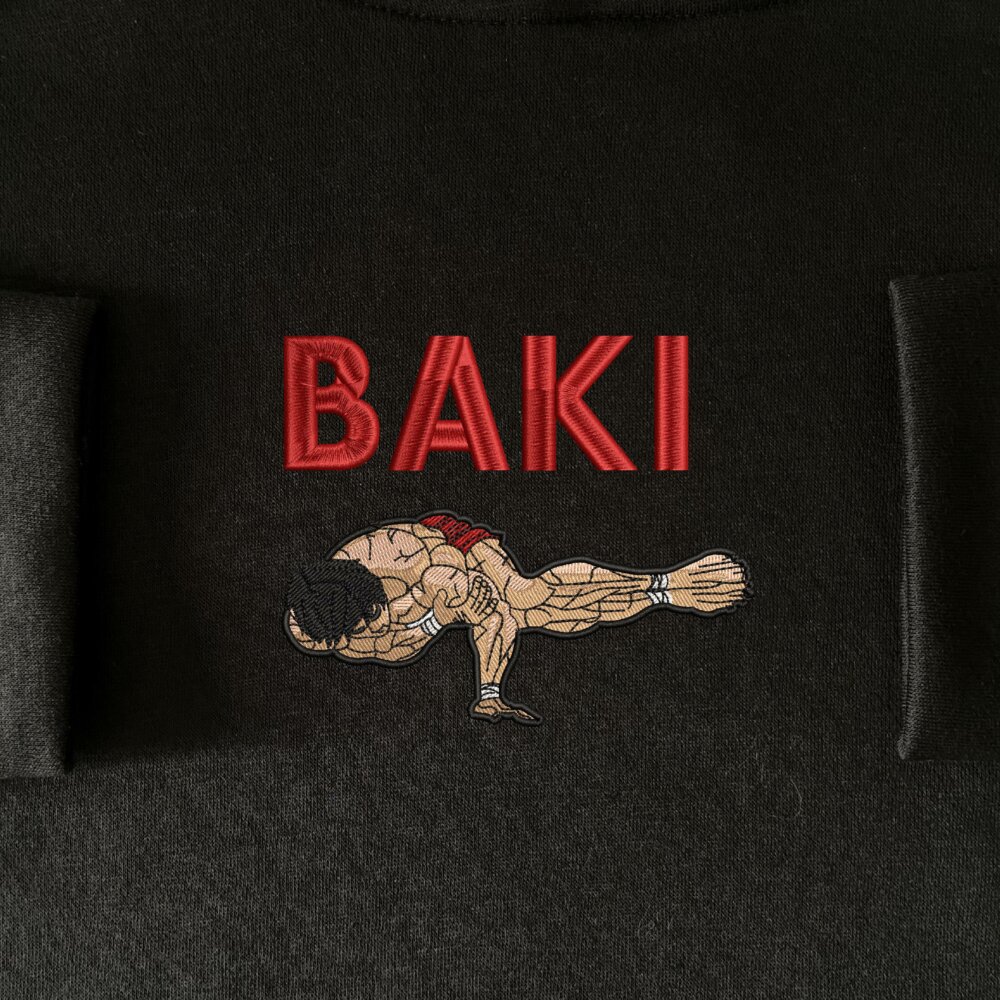 Baki Art Embroidere Hoodie Black (4) Main Thumbnails Sweatshirt