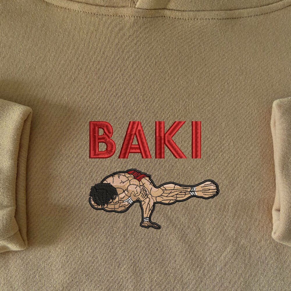 Baki Art Embroidere Hoodie Sand (1)