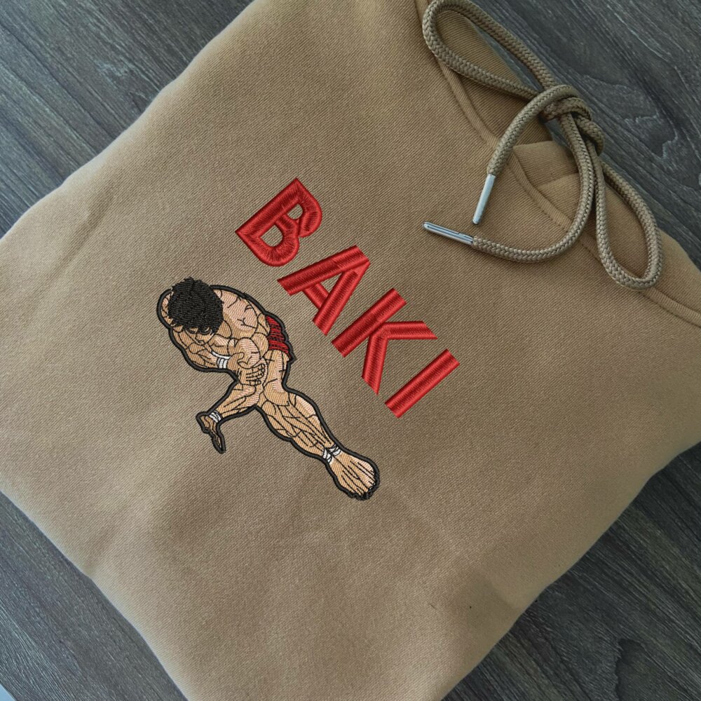 Baki Art Embroidere Hoodie Sand (2)