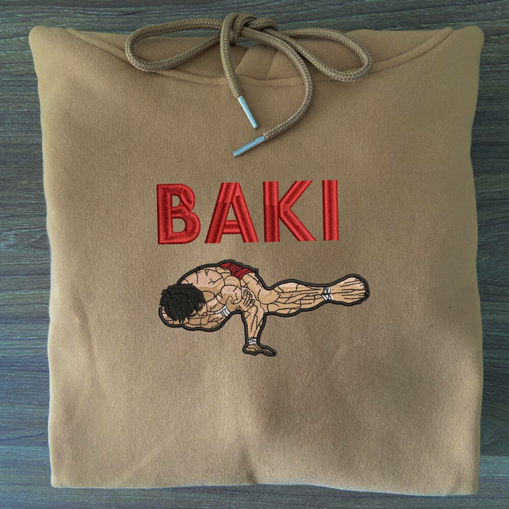 Baki Art Embroidere Hoodie Sand (3)