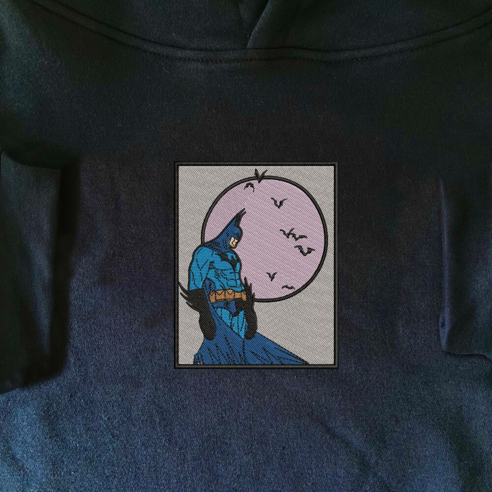 Batman Art Embroidere Hoodie Navy (1)