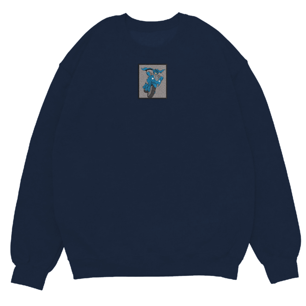 Batman Moto Art Embroidered Sweatshirt Navy