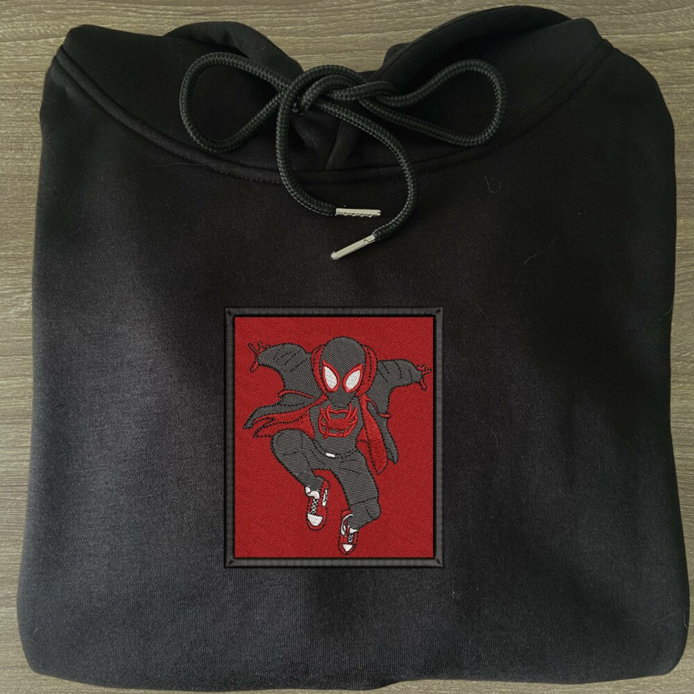 Black Spider Art Embroidered Hoodie Black (3)