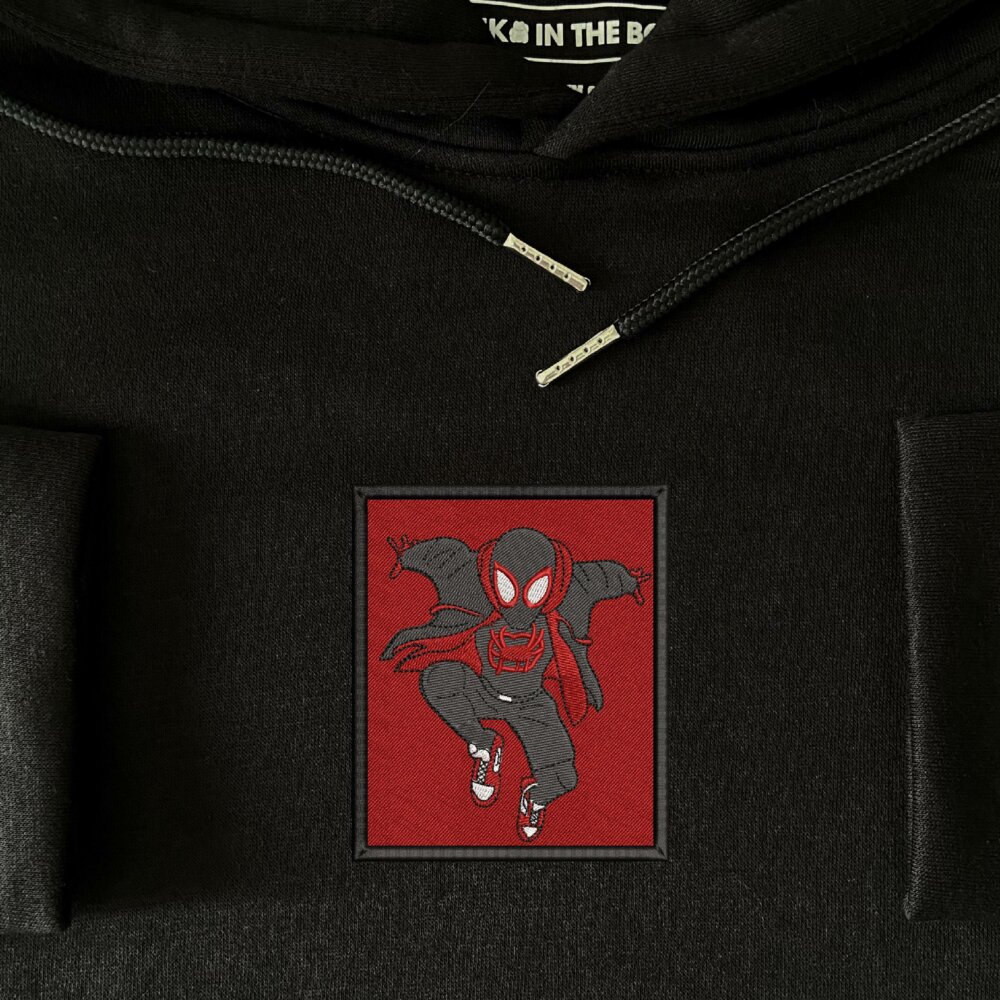 Black Spider Art Embroidered Hoodie Black (4)