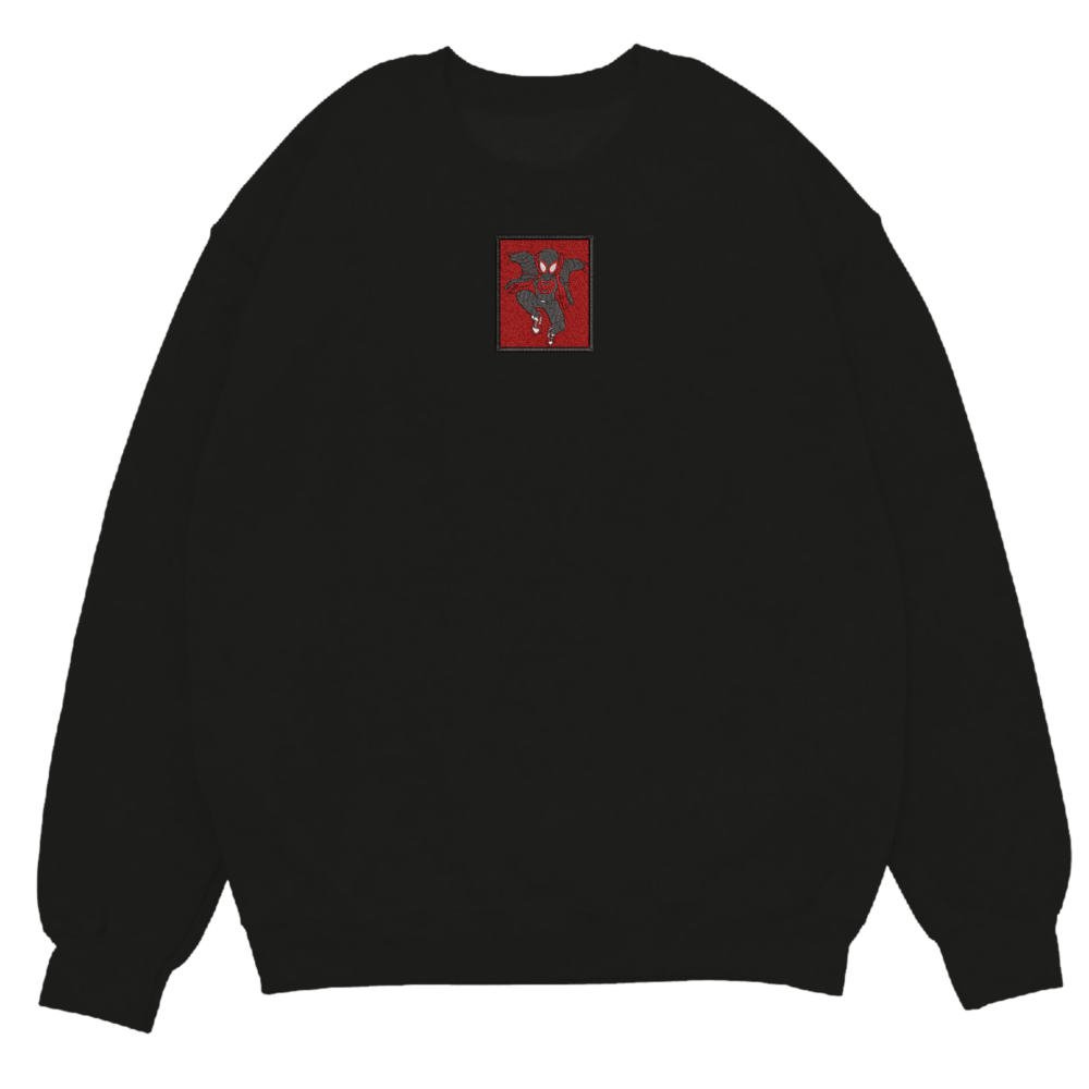 Black Spider Art Embroidered Sweatshirt Black