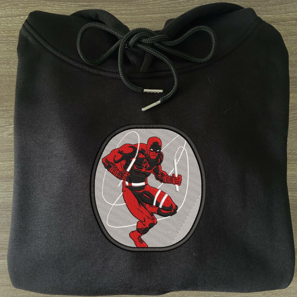 Blind Vigilante Art Embroidered Hoodie Black (2)