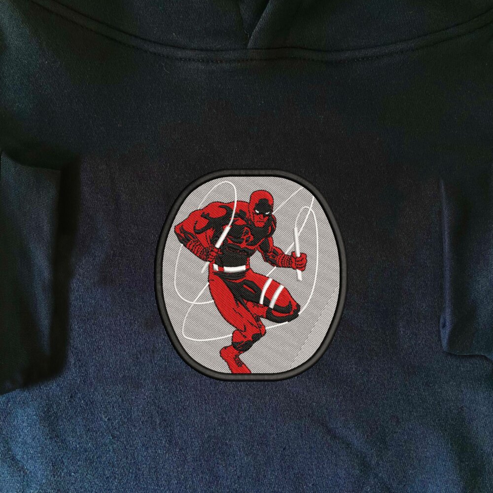 Blind Vigilante Art Embroidered Hoodie Navy