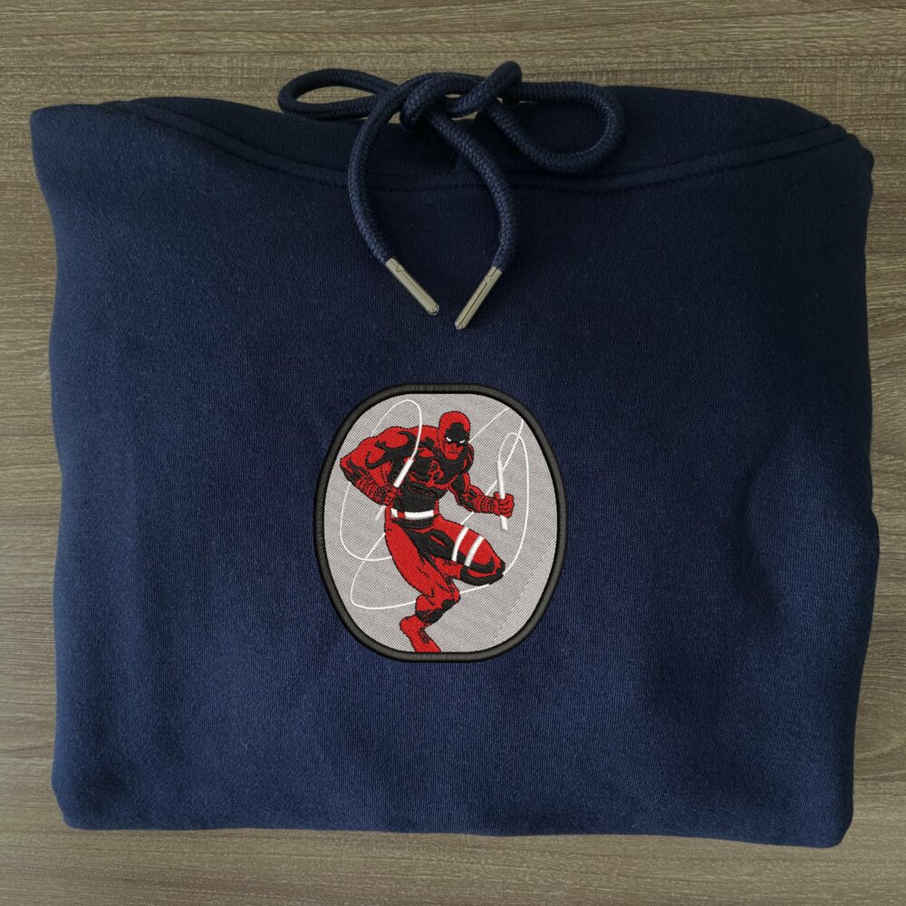 Blind Vigilante Art Embroidered Hoodie Navy (5)