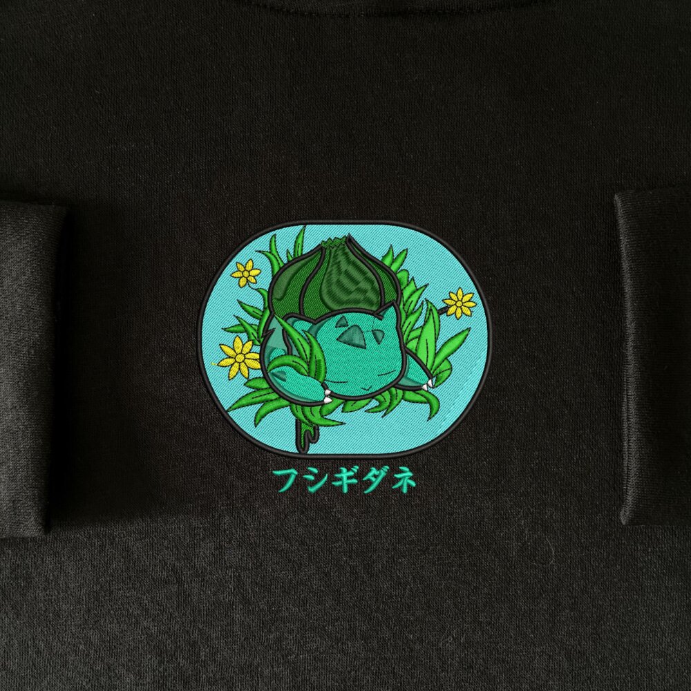 Bulbasaur Sleep Art Embroidered Hoodie Black (1) Main Thumbnails Sweatshirt