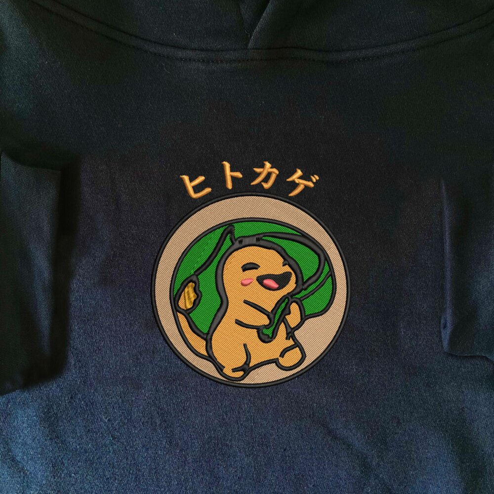 Charmander Art Embroidered Hoodie Navy (1)