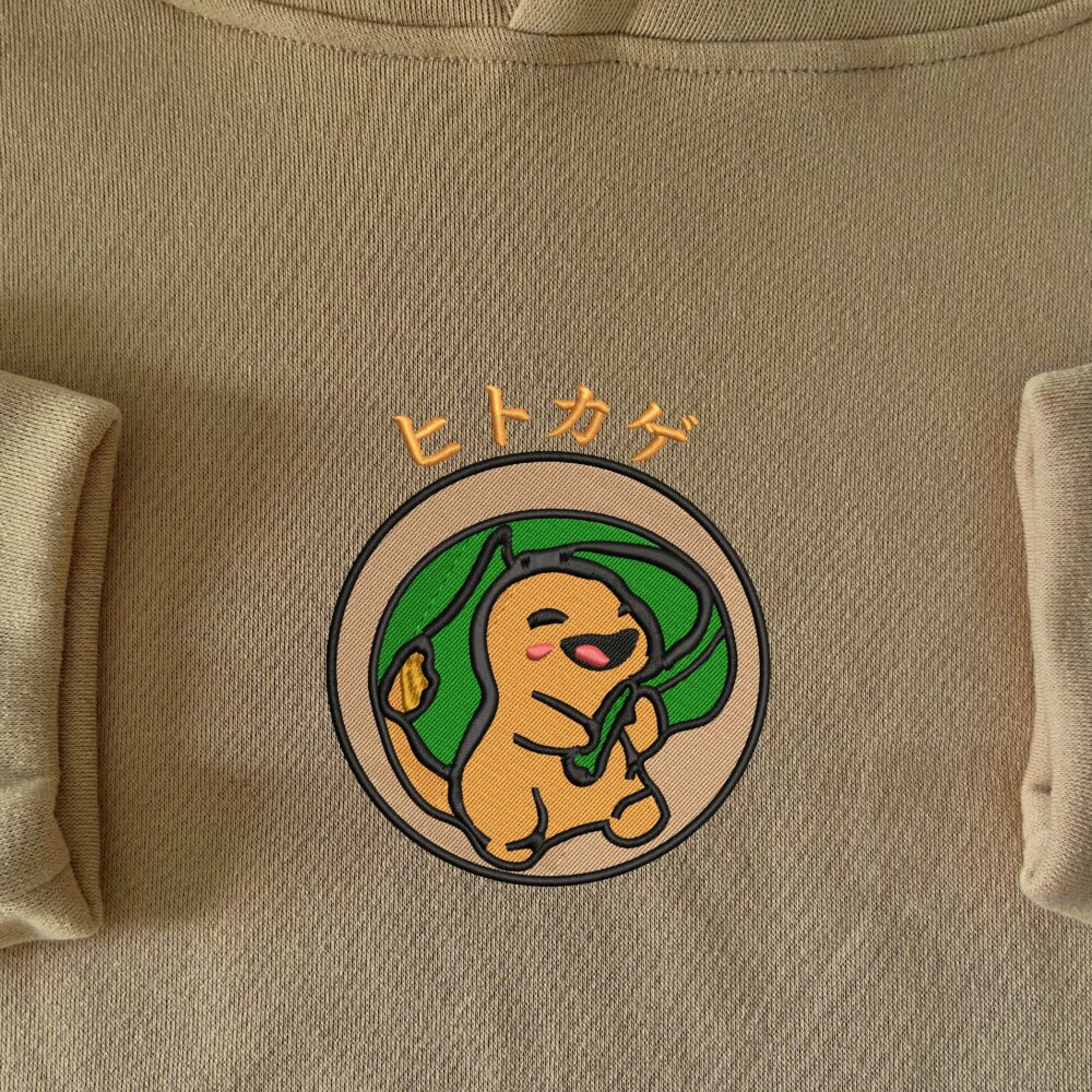 Charmander Art Embroidered Hoodie Sand (1)