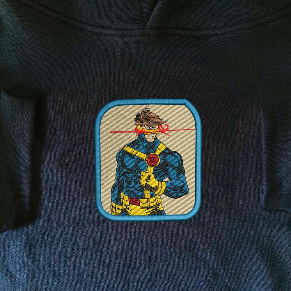 Cyclops Art Embroidered Hoodie Navy (1)