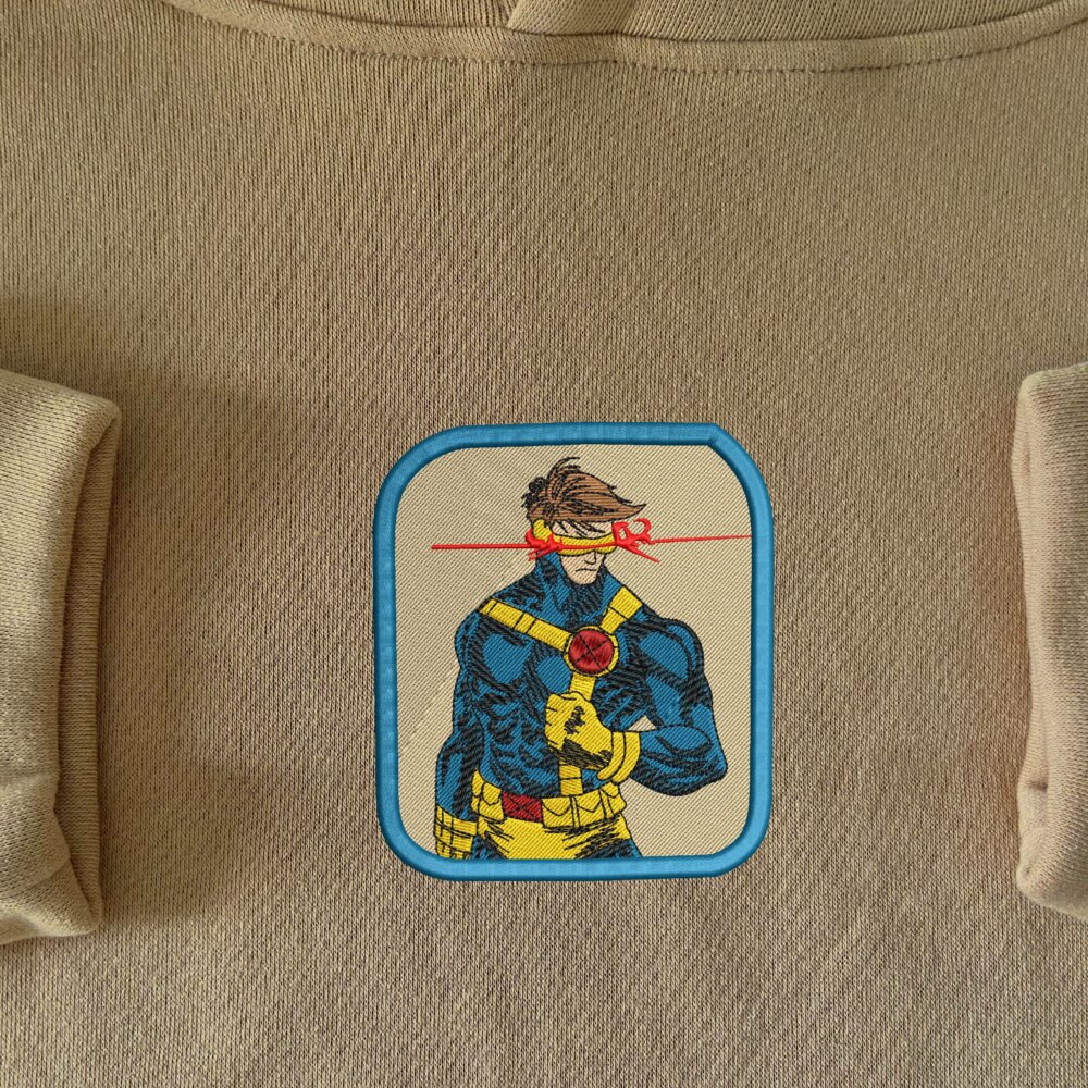 Cyclops Art Embroidered Hoodie Sand (1)