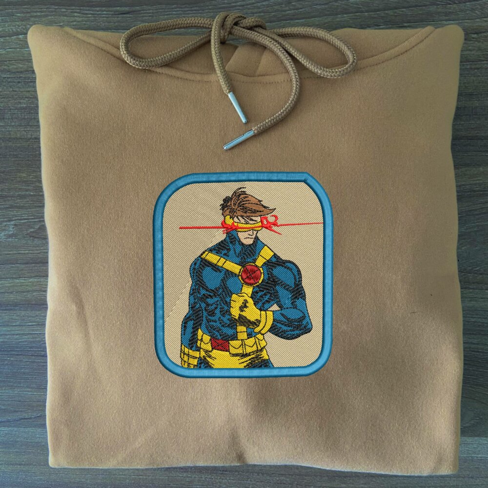 Cyclops Art Embroidered Hoodie Sand (3)