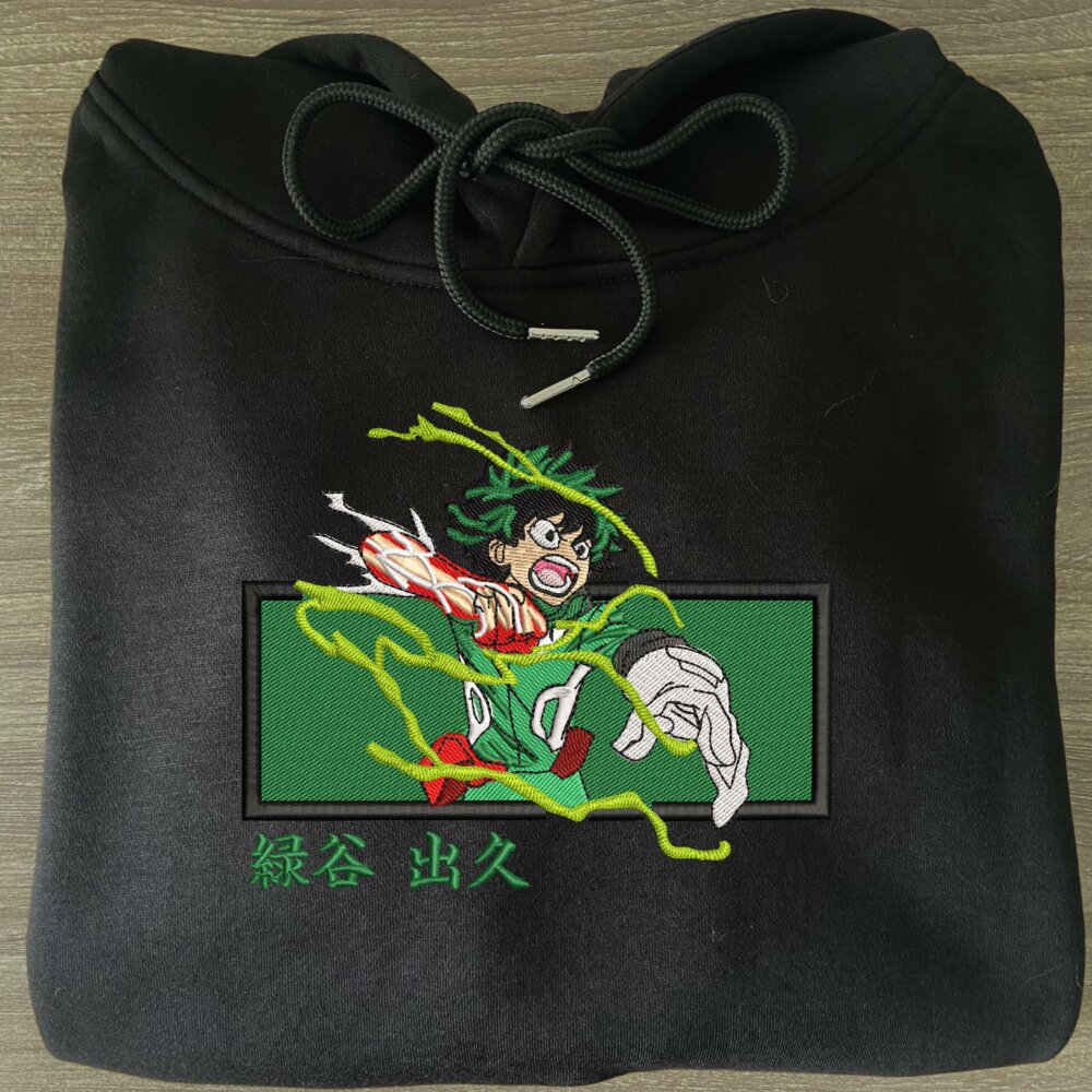 Deku Art Embroidered Hoodie Black (2)