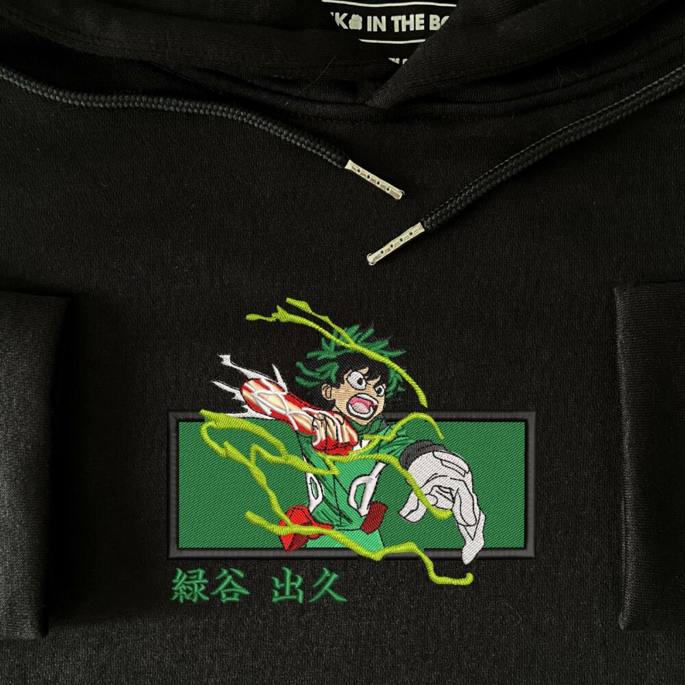 Deku Art Embroidered Hoodie Black (3)