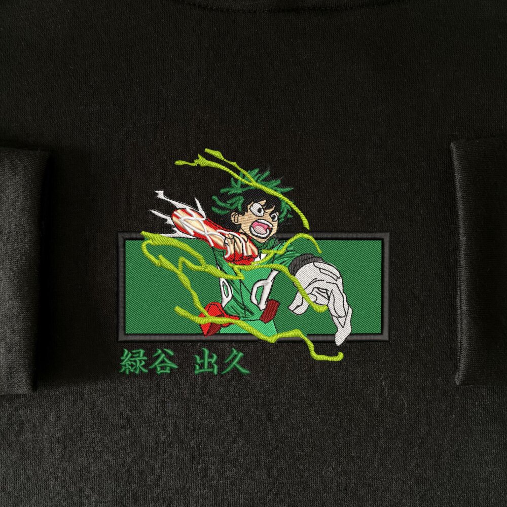 Deku Art Embroidered Hoodie Black (4) Main Thumbnails Sweatshirt