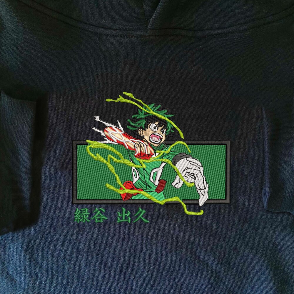 Deku Art Embroidered Hoodie Navy (1)