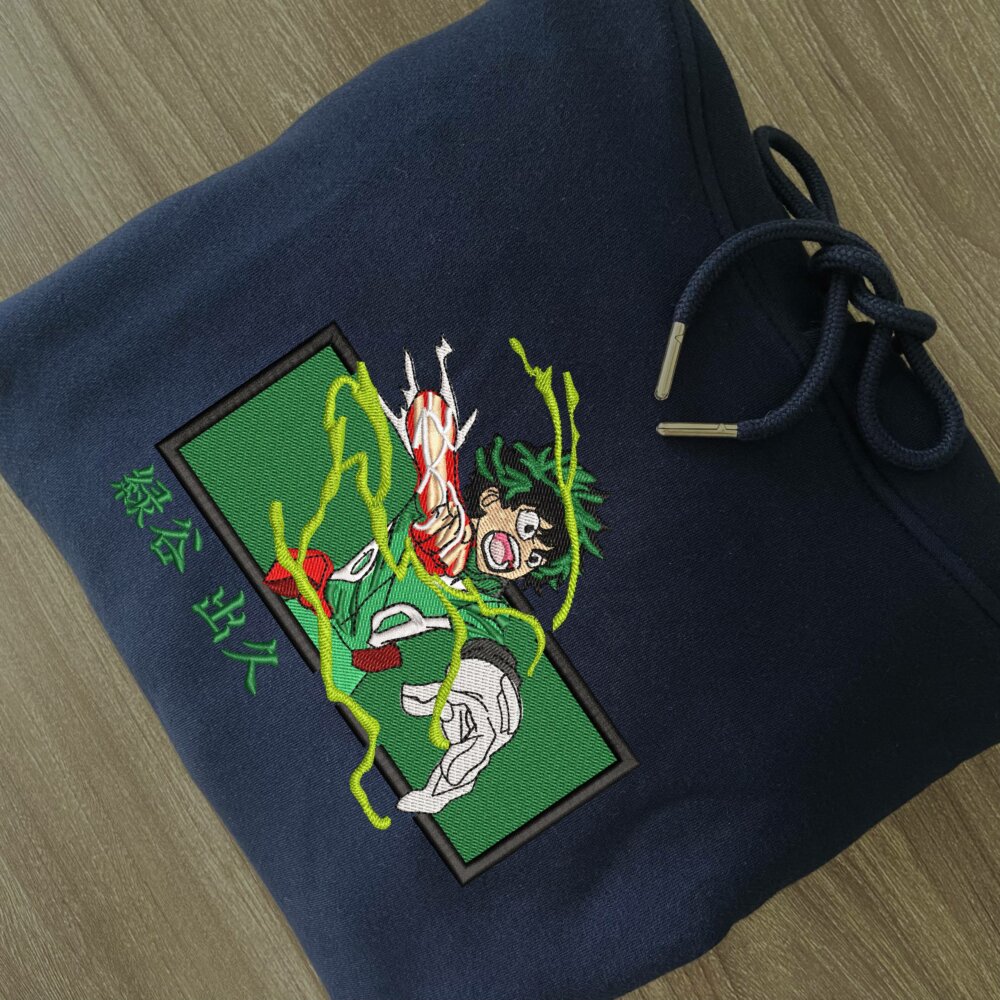 Deku Art Embroidered Hoodie Navy (2)