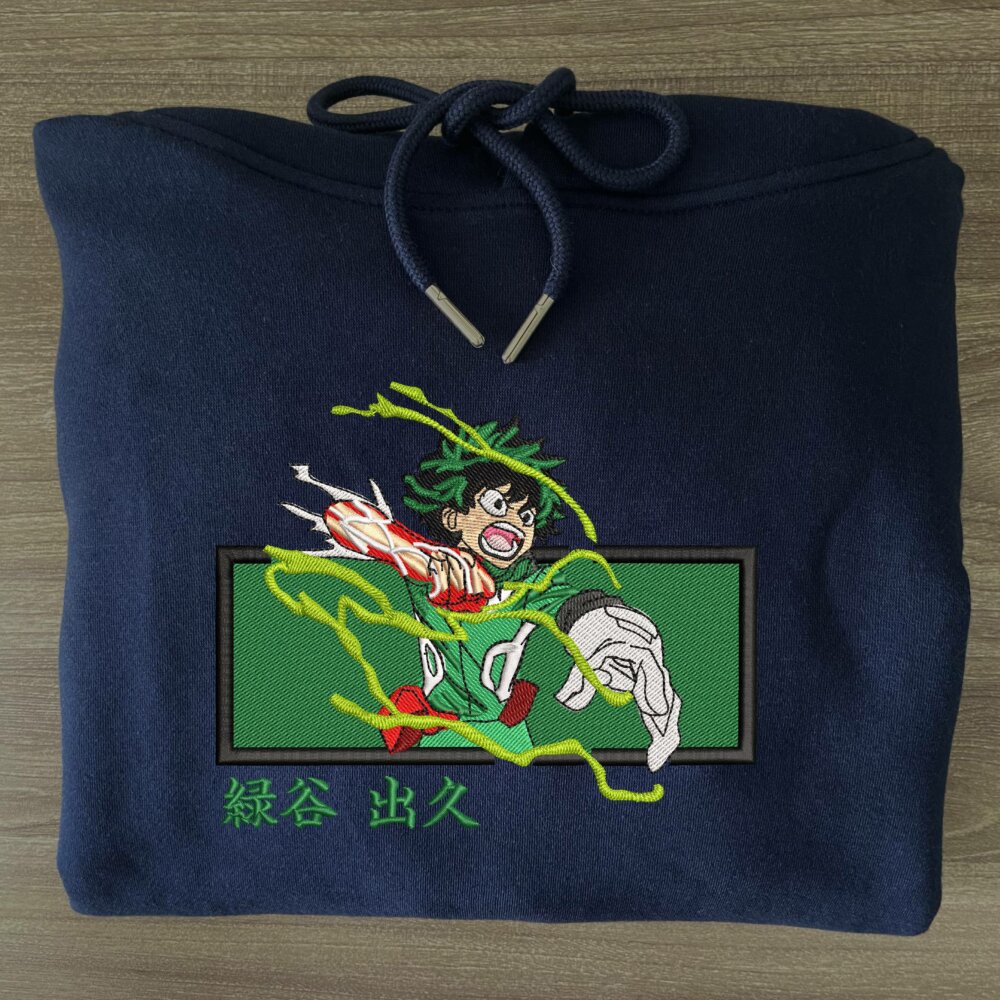 Deku Art Embroidered Hoodie Navy (3)