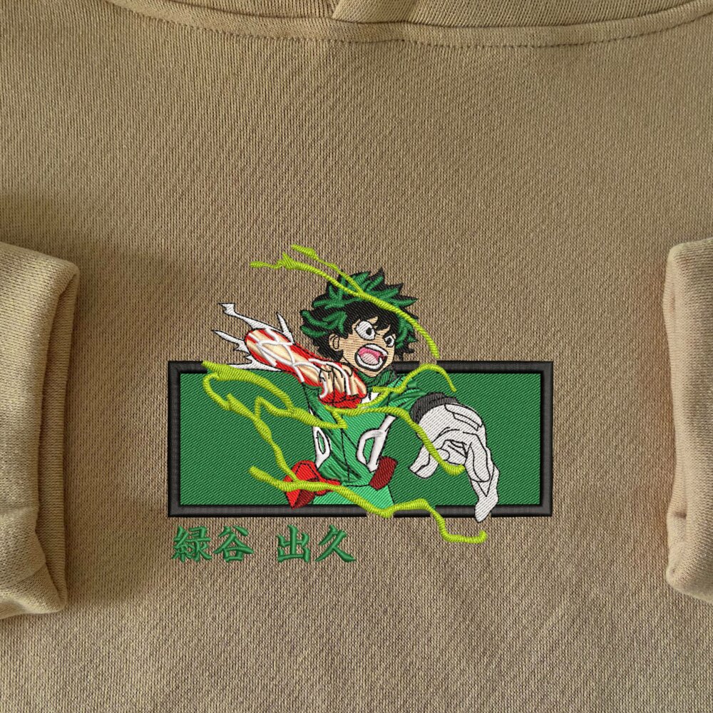 Deku Art Embroidered Hoodie Sand (1)