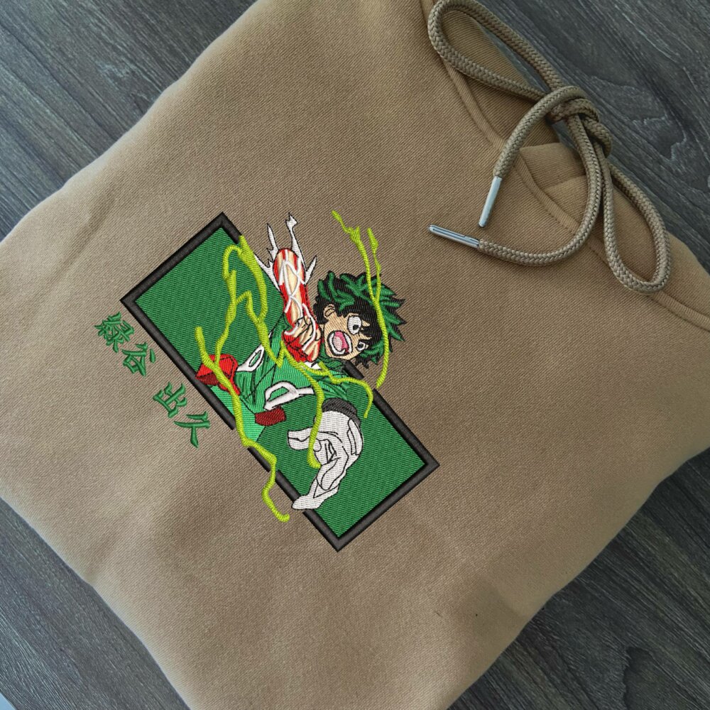 Deku Art Embroidered Hoodie Sand (2)