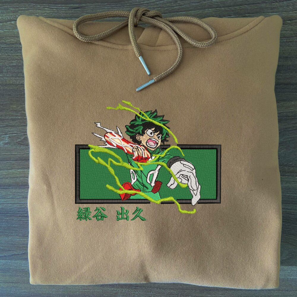 Deku Art Embroidered Hoodie Sand (3)