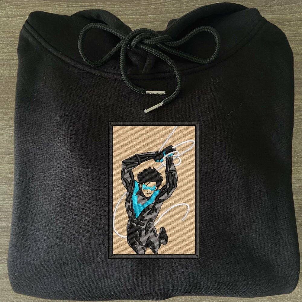 Dick Grayson Art Embroidered Hoodie Black (3)