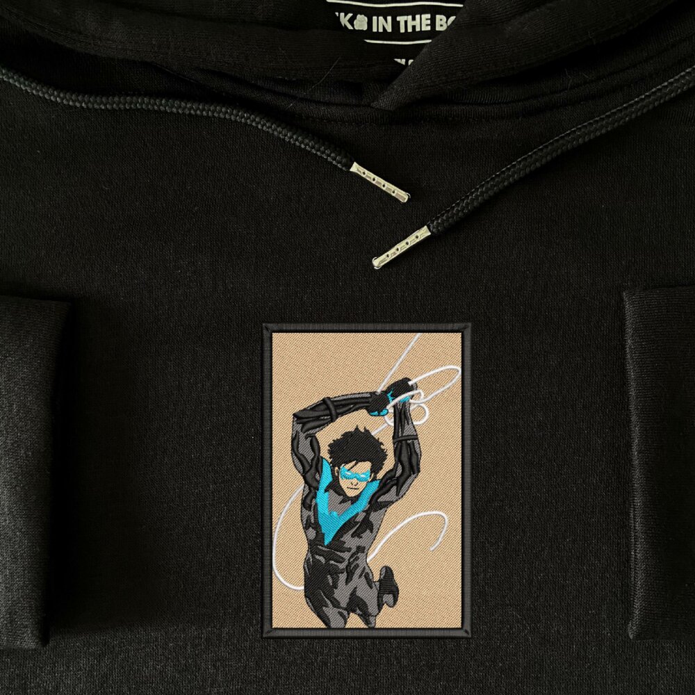 Dick Grayson Art Embroidered Hoodie Black (4)