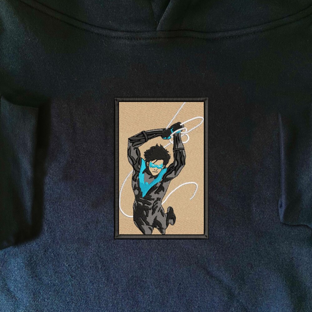 Dick Grayson Art Embroidered Hoodie Navy (1)