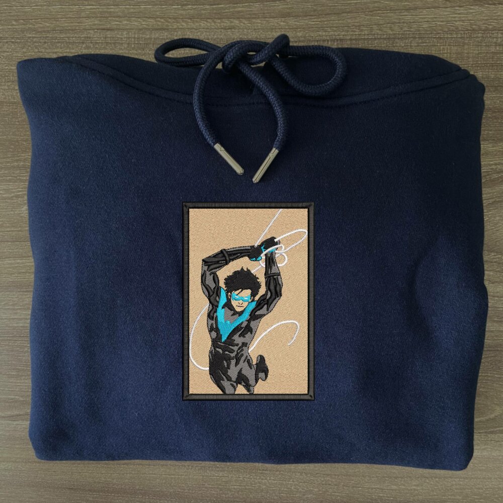 Dick Grayson Art Embroidered Hoodie Navy (3)