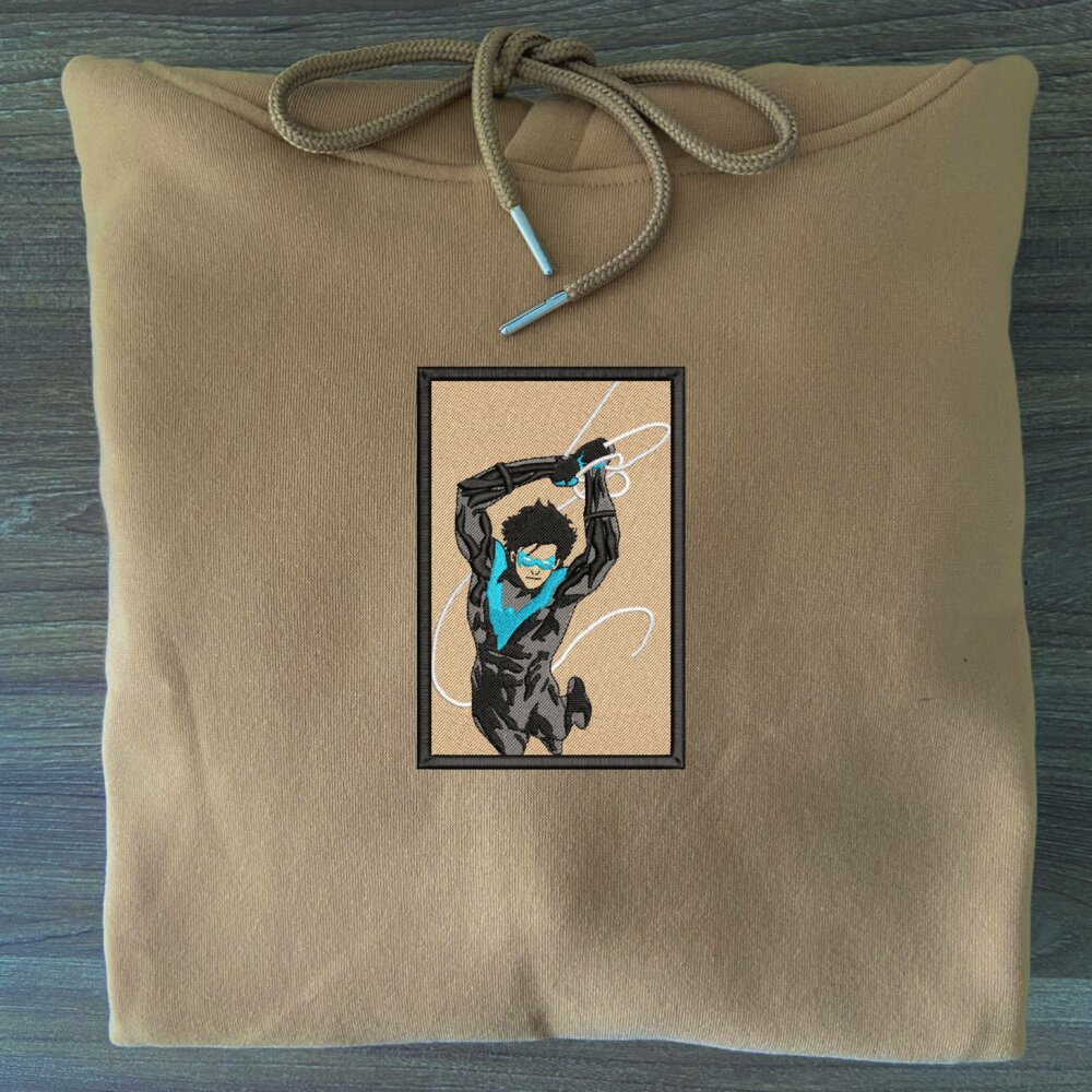 Dick Grayson Art Embroidered Hoodie Sand (3)