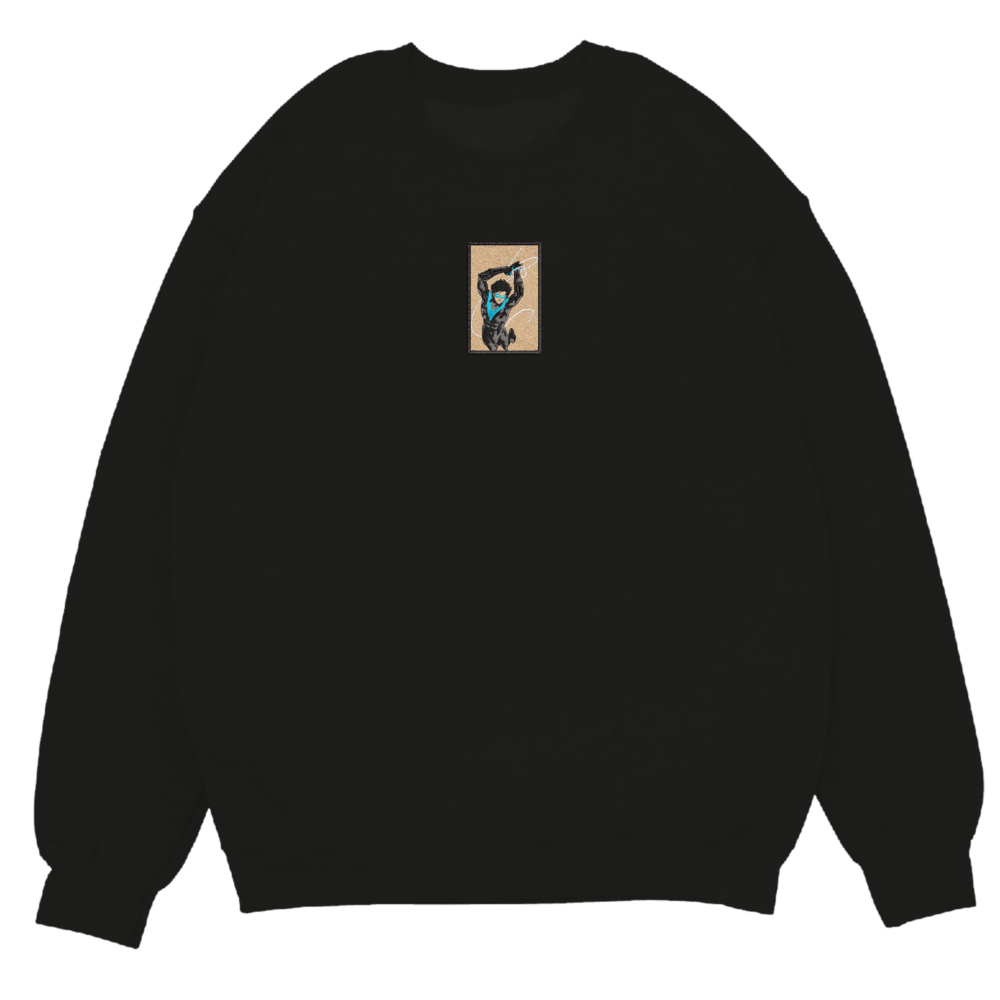 Dick Grayson Art Embroidered Sweatshirt Black