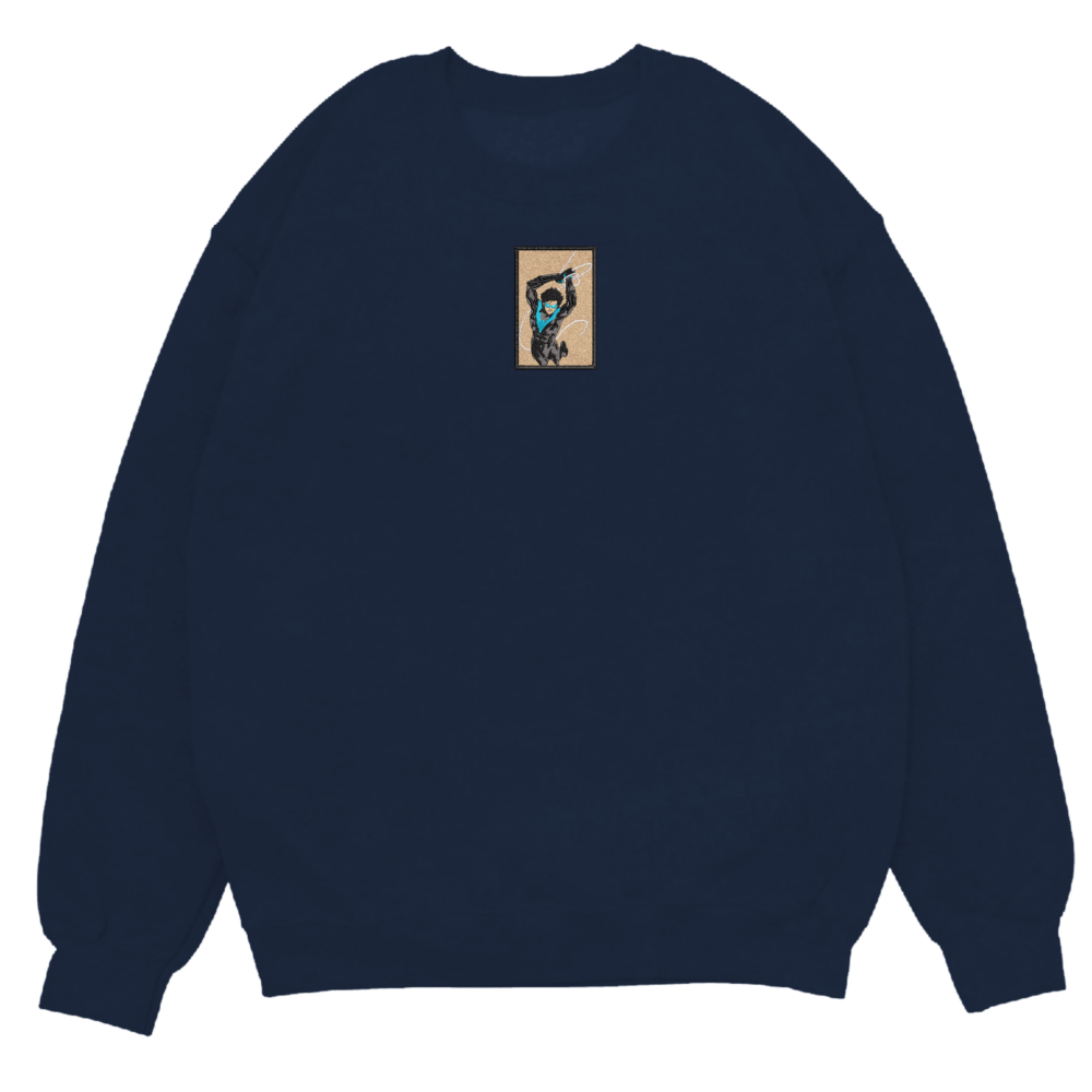 Dick Grayson Art Embroidered Sweatshirt Navy