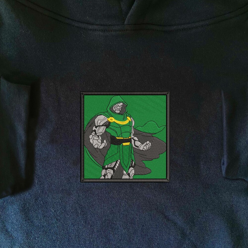 Doctor Doom Art Embroidered Hoodie Navy (1)