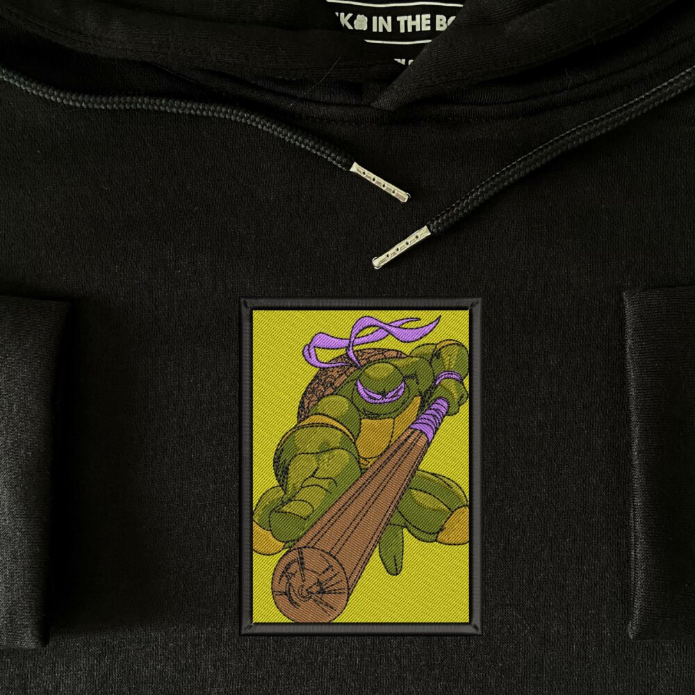 Donnie Turtle Art Embroidered Hoodie Black (4)