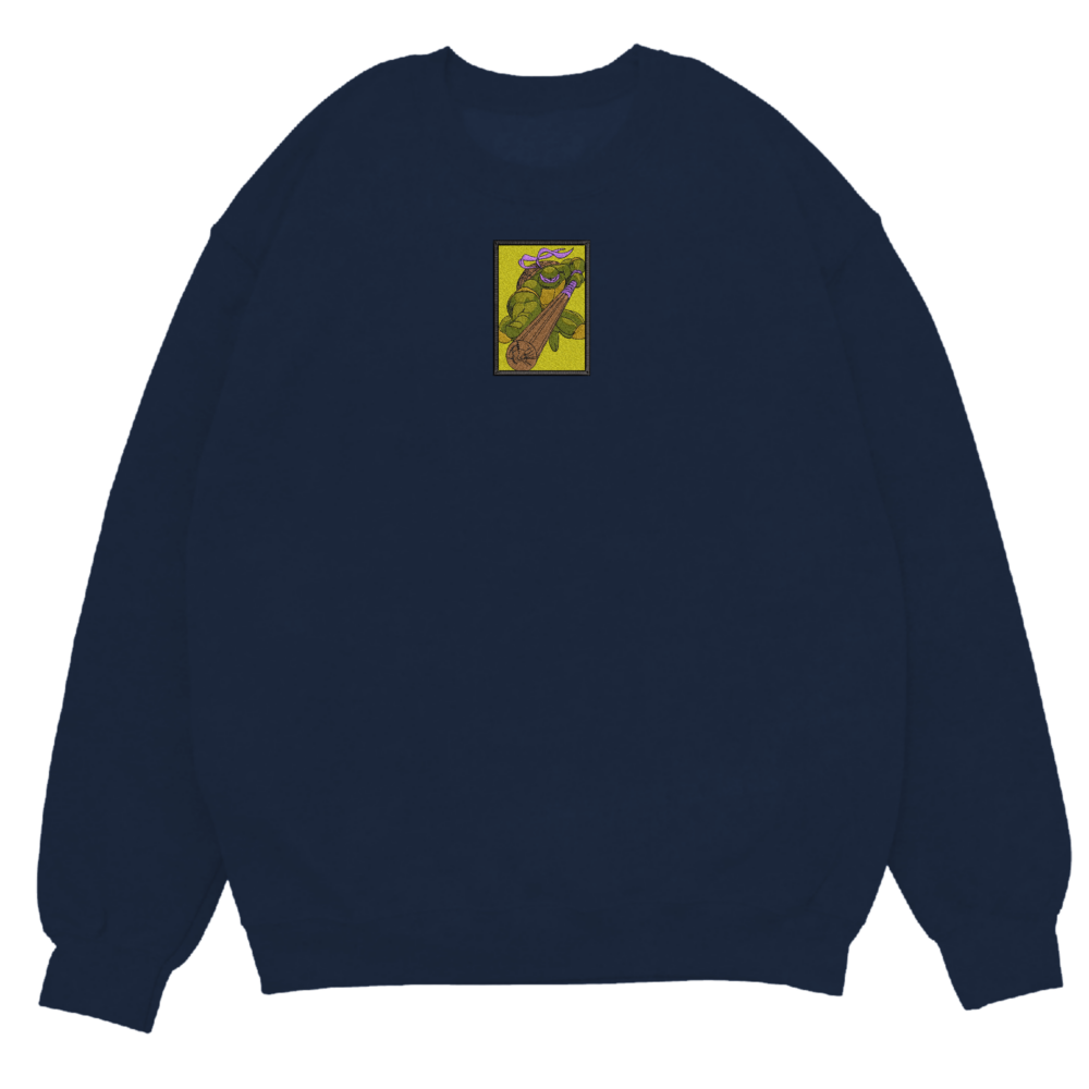 Donnie Turtle Art Embroidered Sweatshirt navy