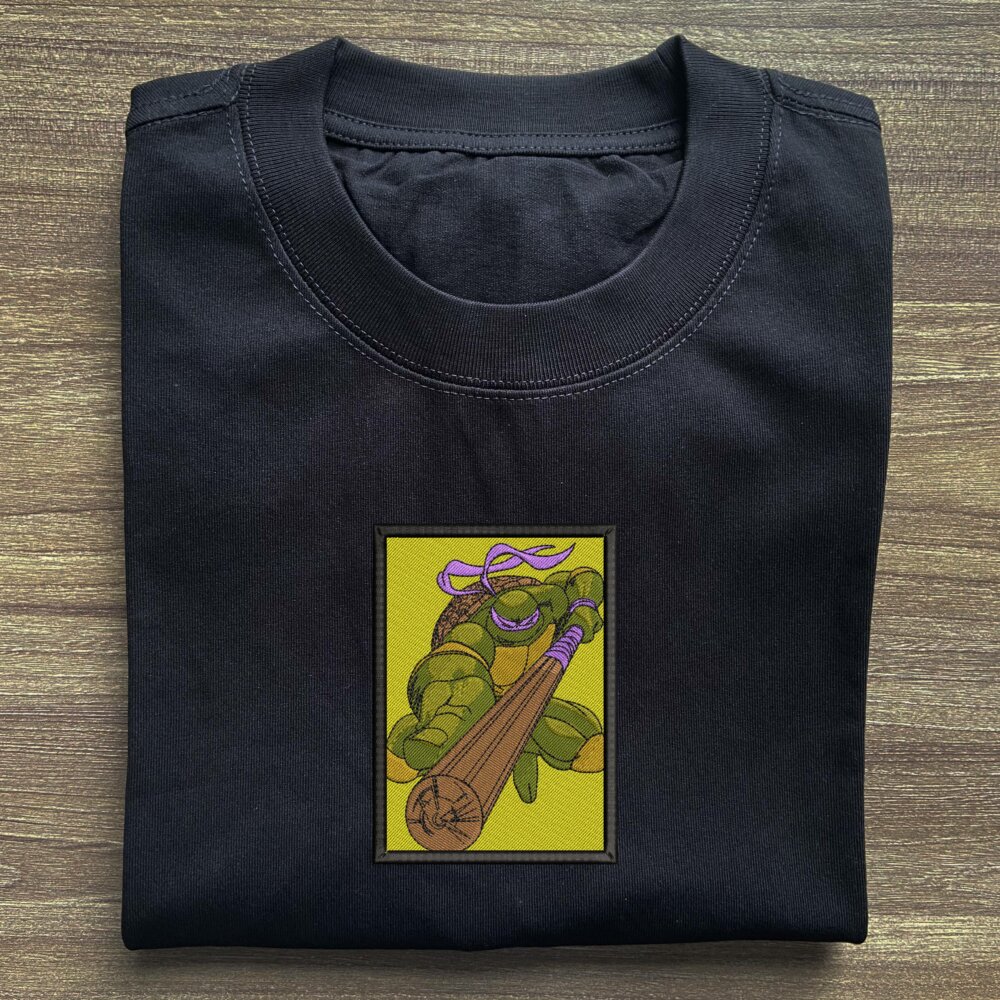 Donnie Turtle Art Embroidered T shirt Black (2) Main Thumbnails T shirt