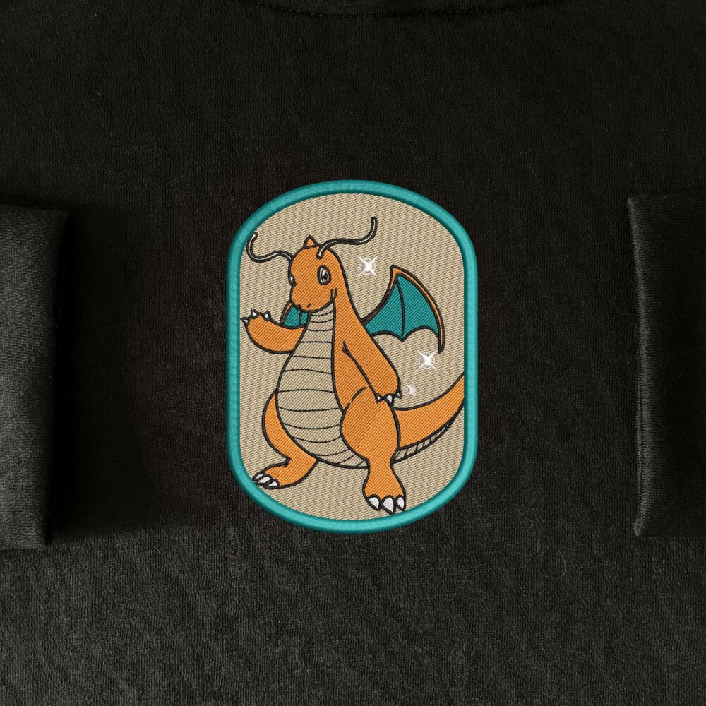 Dragonite Art Embroidered Hoodie Black (1) Main Thumbnails Sweatshirt