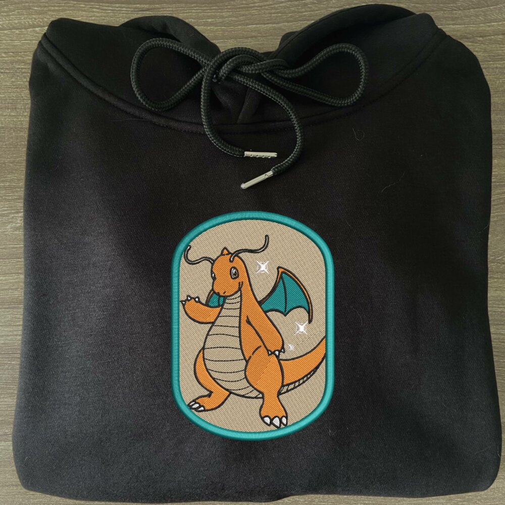 Dragonite Art Embroidered Hoodie Black (3)