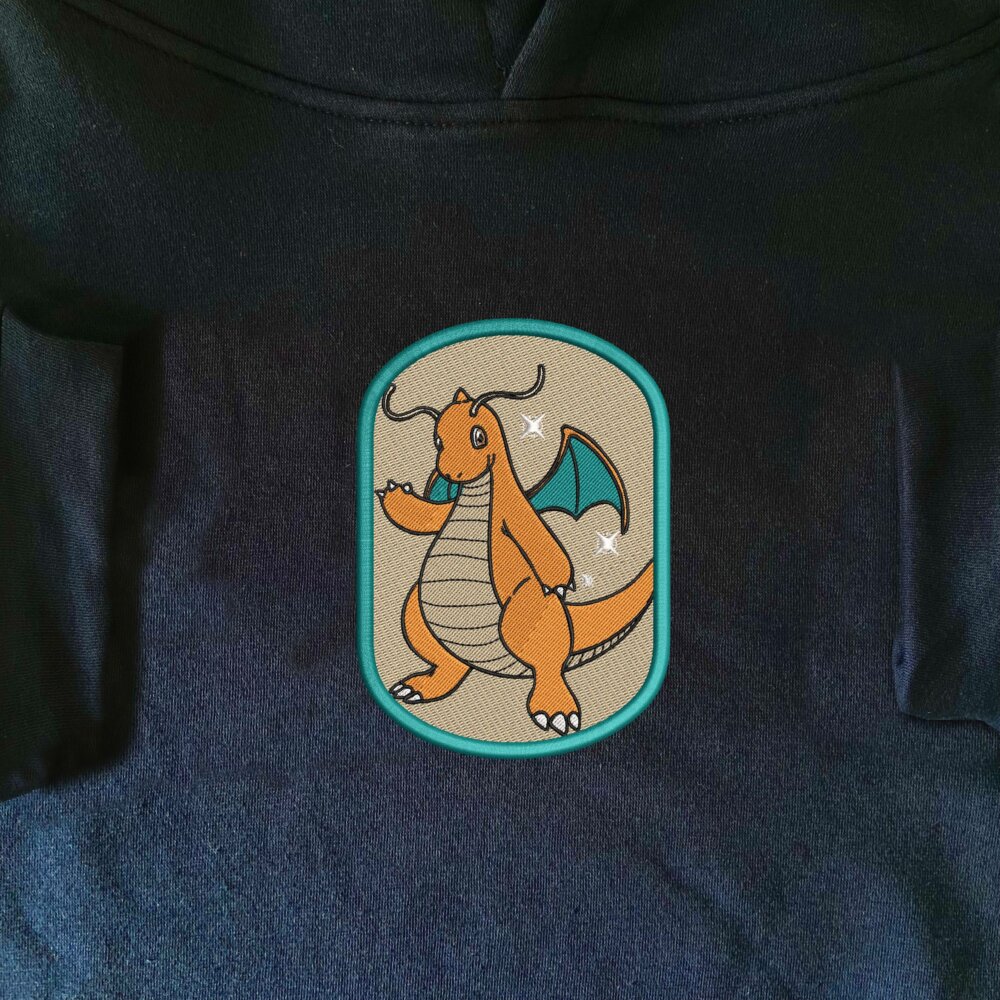 Dragonite Art Embroidered Hoodie Navy (1)