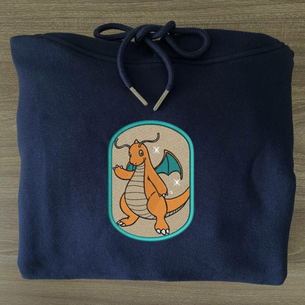 Dragonite Art Embroidered Hoodie Navy (3)