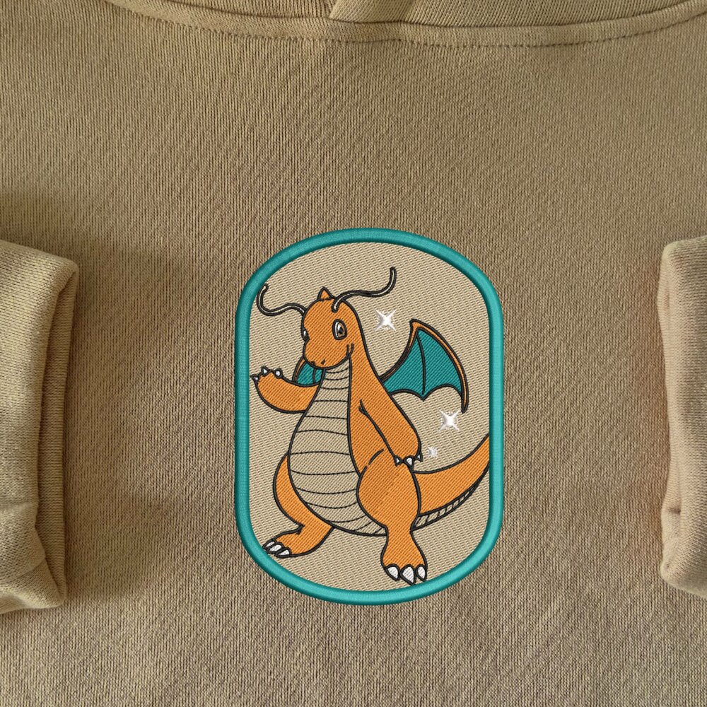 Dragonite Art Embroidered Hoodie sand (1)