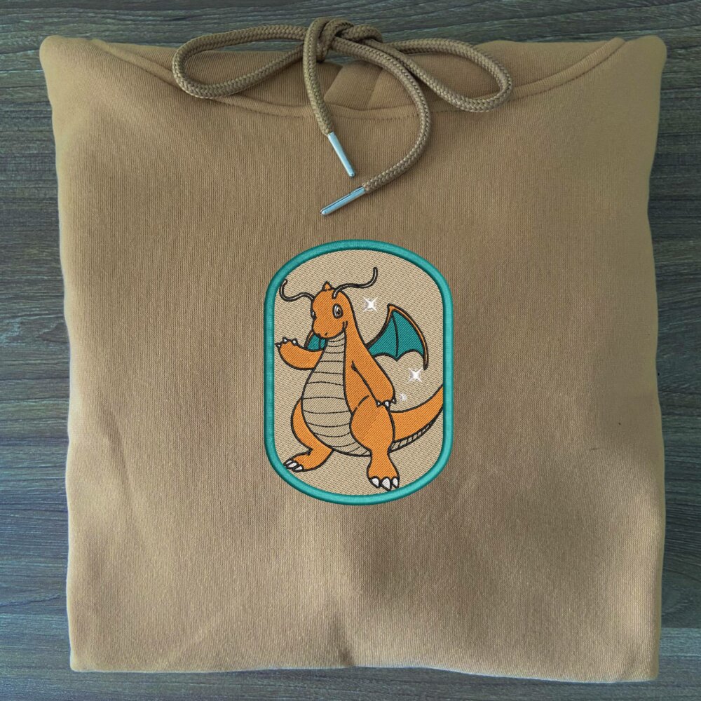 Dragonite Art Embroidered Hoodie sand (3)