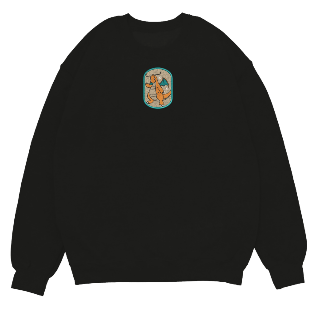 Dragonite Art Embroidered Sweatshirt Black