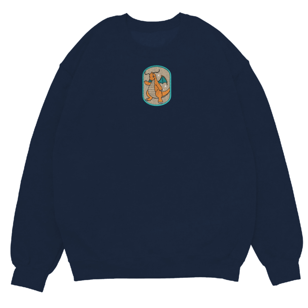 Dragonite Art Embroidered Sweatshirt Navy