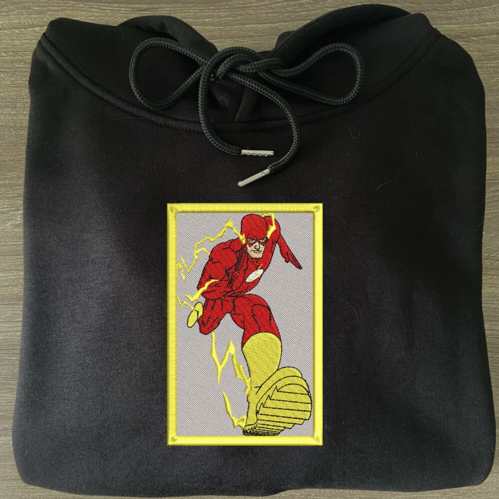 Flash Hero Art Embroidered Hoodie Black (2)